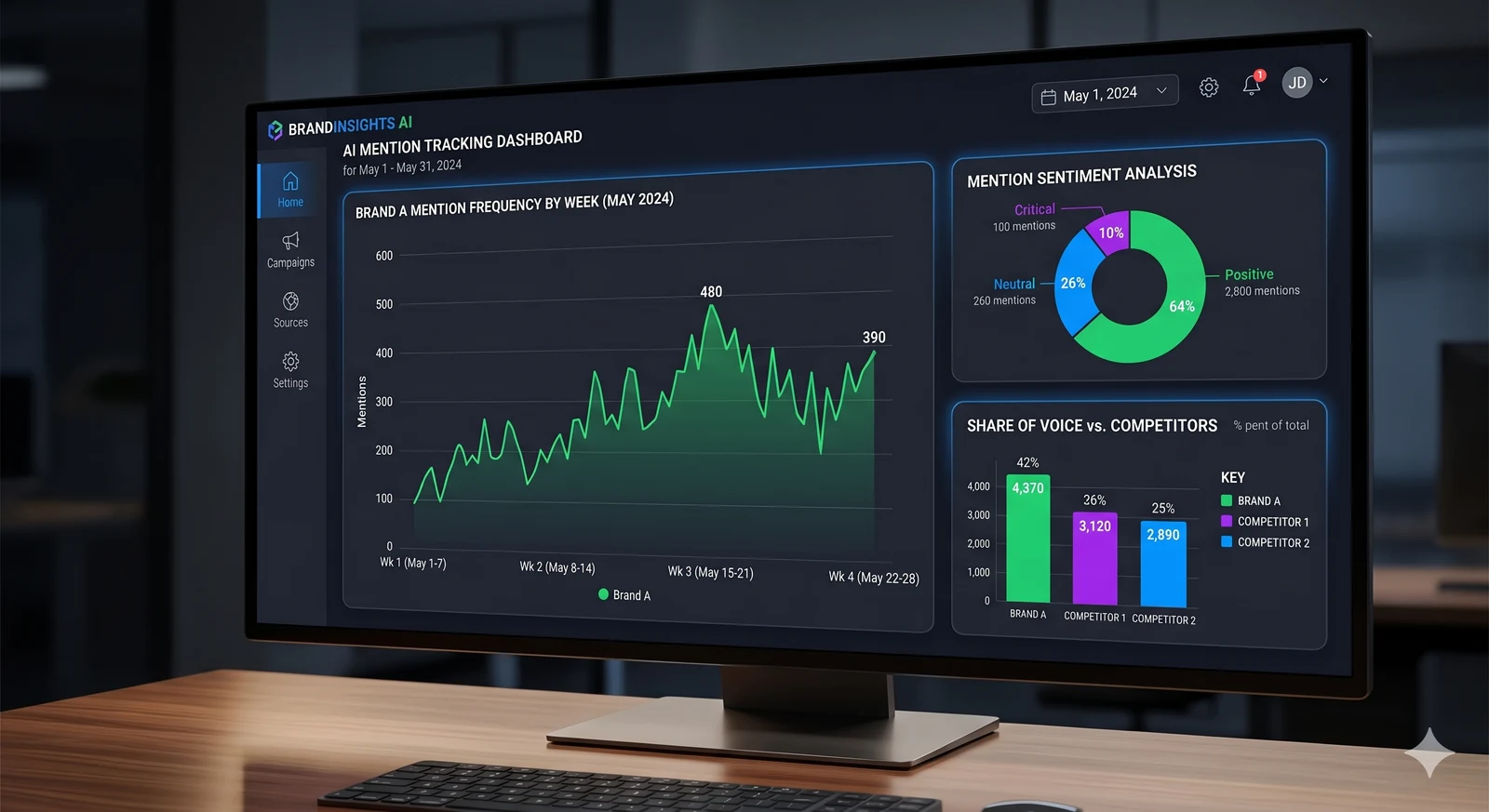 AI mention tracking dashboard