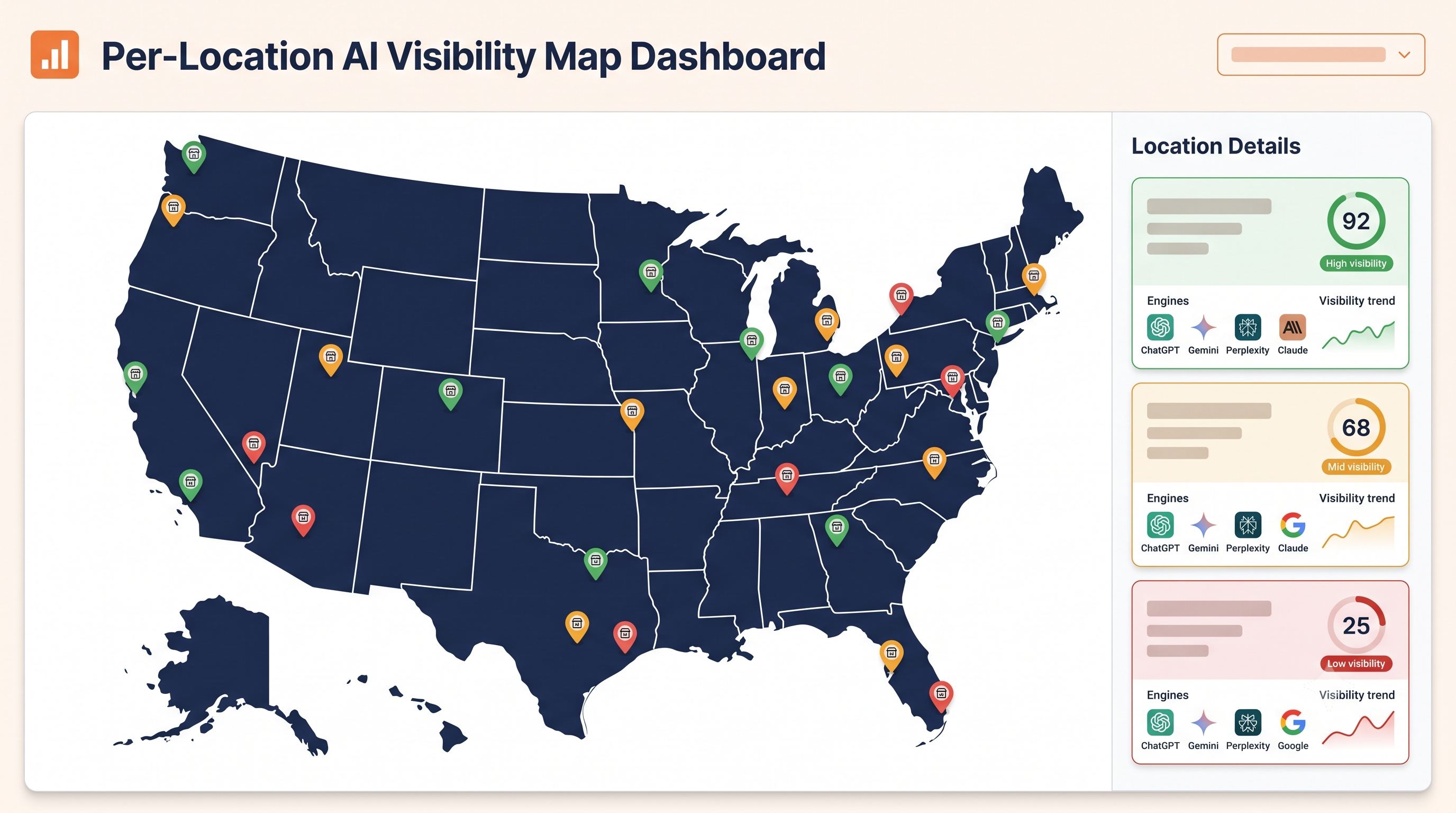 Franchise location AI visibility map