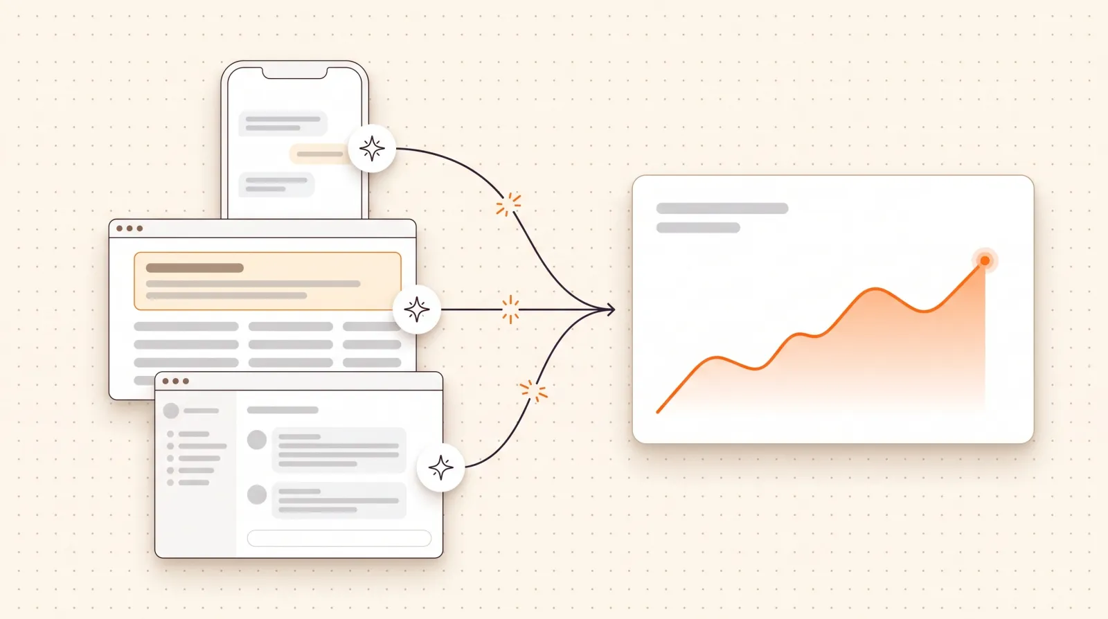 Brand mentions flowing from Gemini's three surfaces into one tracking dashboard